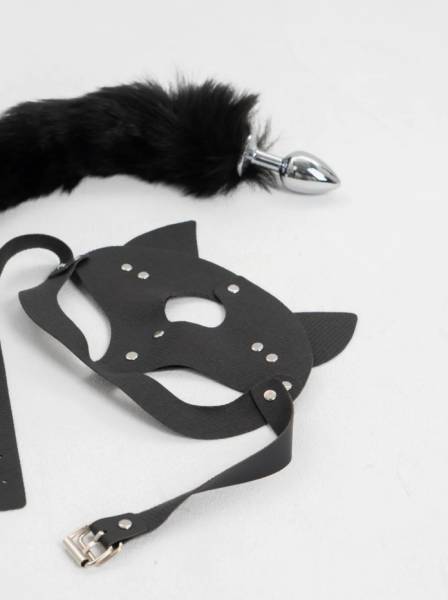  Набор для ролевых игр: маска кошка, анальная пробка с хвостом Набор для ролевых игр: маска кошка, анальная пробка с хвостом